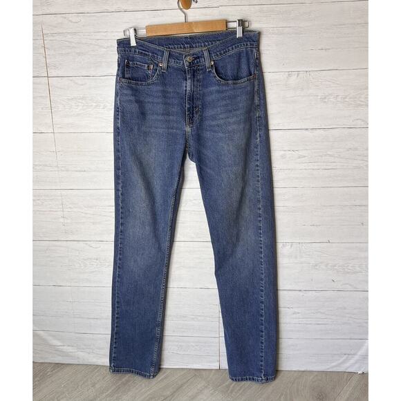 Levis Jeans Mens Size 32 X 34 Blue 505 Medium Wash Cotton Blend Denim Classic - Picture 3 of 16